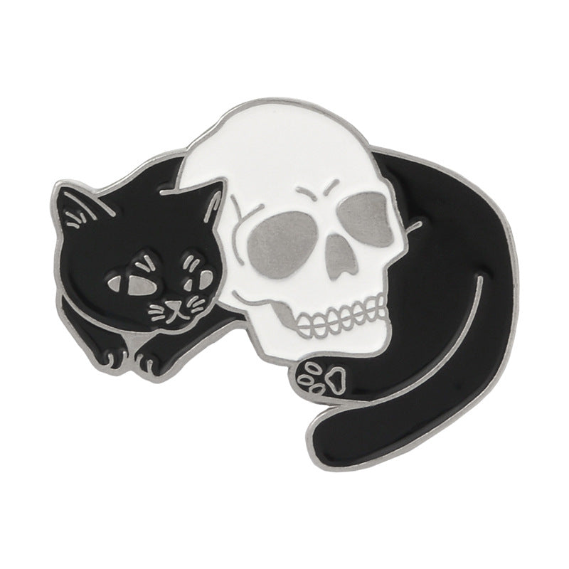 Mysterious Witch Enamel Pin Moon And Stars — detail