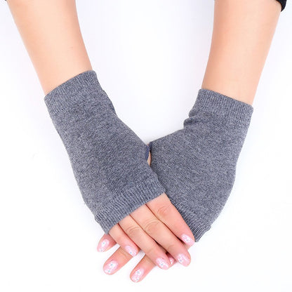 Plush Gloves Cartoon Cat Cute Half-finger Flip Warmth And Thicken — back view