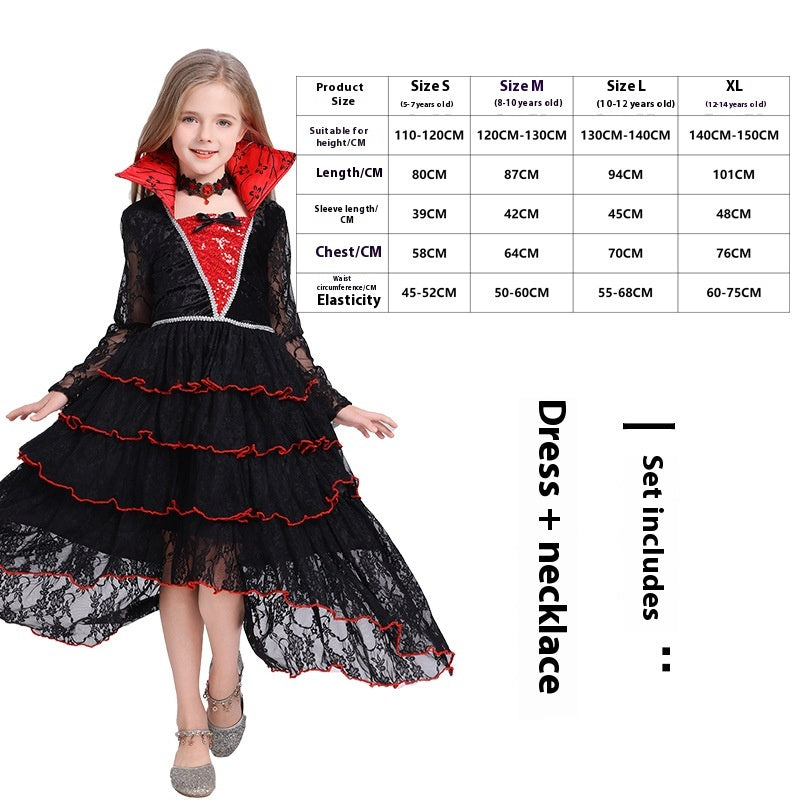 Halloween Witch Vampire Costume Horror Skull Dress Up Performance — side view