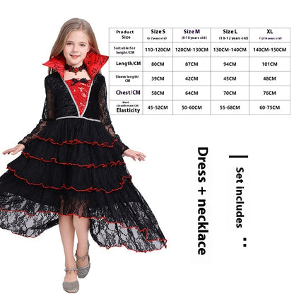 Halloween Witch Vampire Costume Horror Skull Dress Up Performance — side view