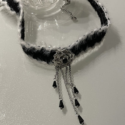Flower Tassel Plush Choker Necklace | Magic Stories