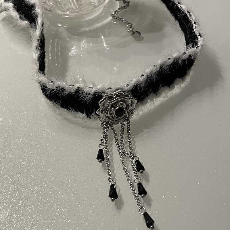 Flower Tassel Plush Choker Necklace | Magic Stories
