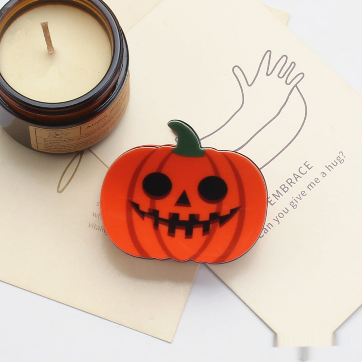 Picking And Playing With Funny Pumpkin Discs With Hair Clips — packaging