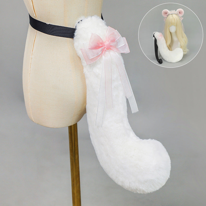 Handmade Hamster Ears Animal Ears Headband Plush Tail — detail