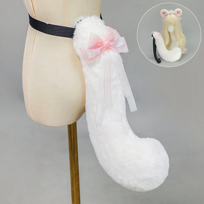 Handmade Hamster Ears Animal Ears Headband Plush Tail — detail