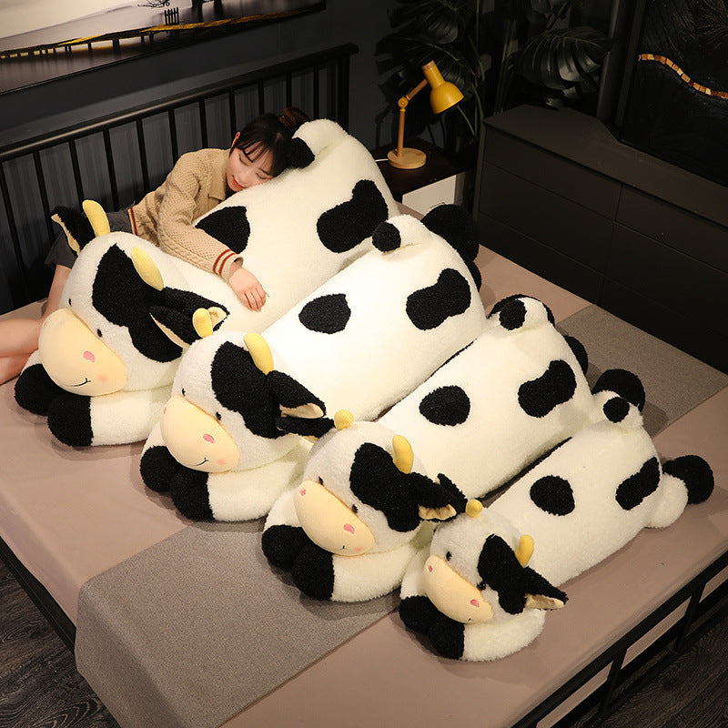 Cute Lying Cow Pillow Plush Toy Doll — in use