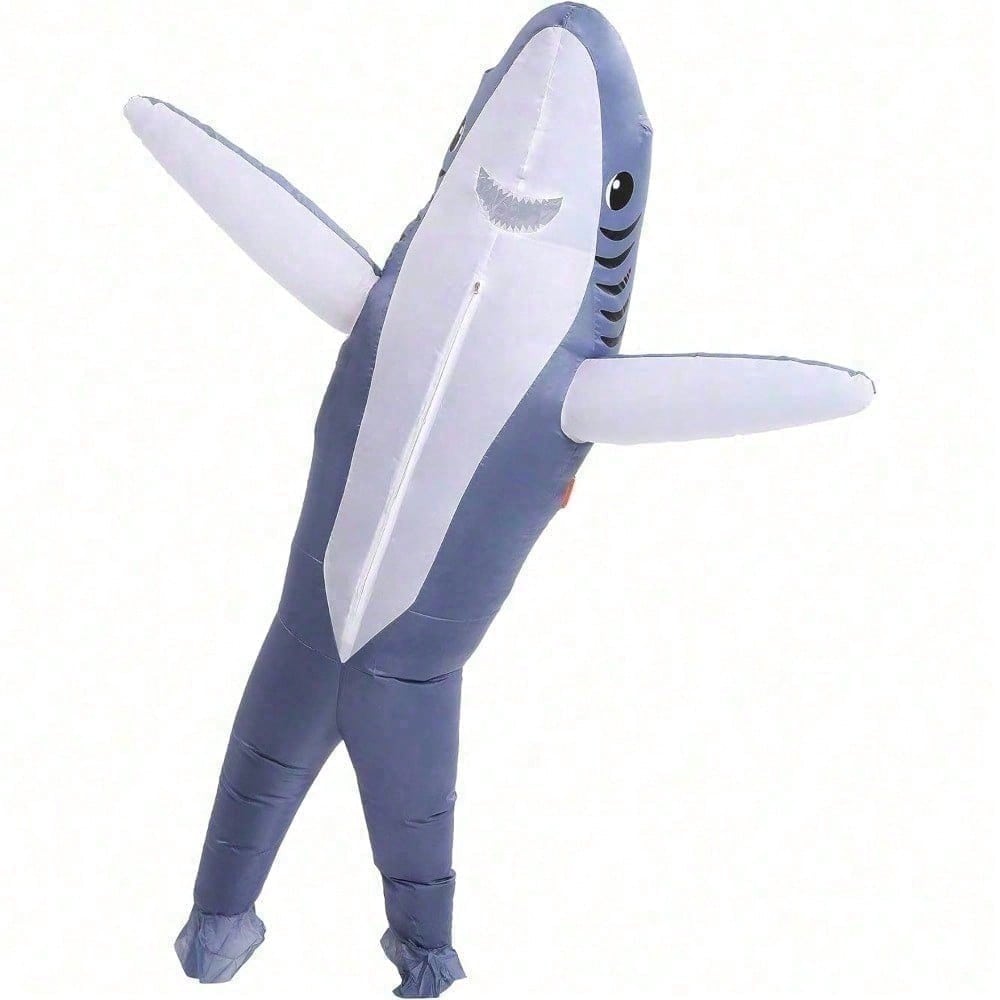 Perfect Valentine Gift, Shark Inflatable Costume, Adult Blow Up Halloween Party Outfit, Funny Group Cosplay For — back view