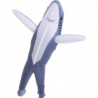 Perfect Valentine Gift, Shark Inflatable Costume, Adult Blow Up Halloween Party Outfit, Funny Group Cosplay For — back view
