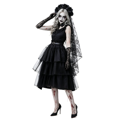 Black Mesh Gauze Cake Skirt Halloween Zombie | Magic Stories