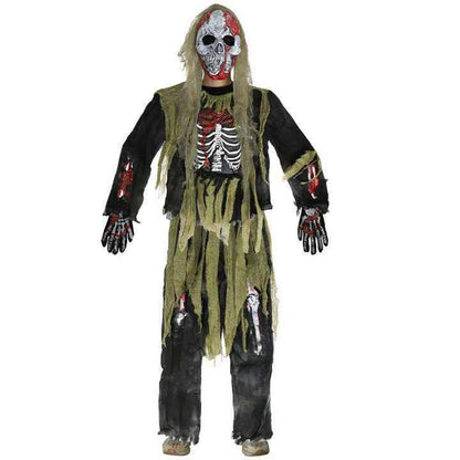 Rough Green General Suit Skeleton Ghost Cosplay Clothes Halloween Party Costume Horror Zombie Ghost — side view