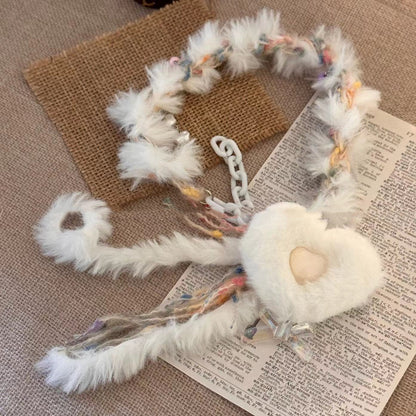 White Plush Choker Heart Necklace | Magic Stories