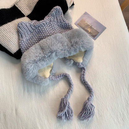 Cute Cat Ears Plush Knitted Hat | Magic Stories