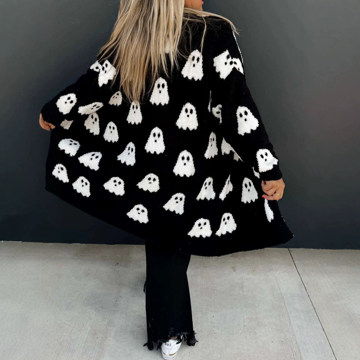 Women's Halloween Ghost Plush Cardigan | Magic Stories
