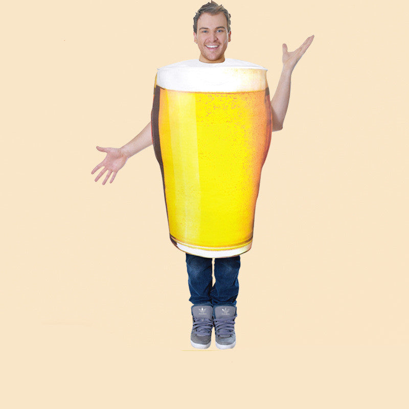 Funny Food & Drink Costume 3-Piece — Beer Bottle Suit, Bread Coat & Beer Mug Costume — side view