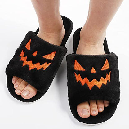 Halloween Women's Soft And Comfortable Plush Slippers Cosplay Shoes Furry Plush Slippers Kawaii Cute Shoes Home — side view