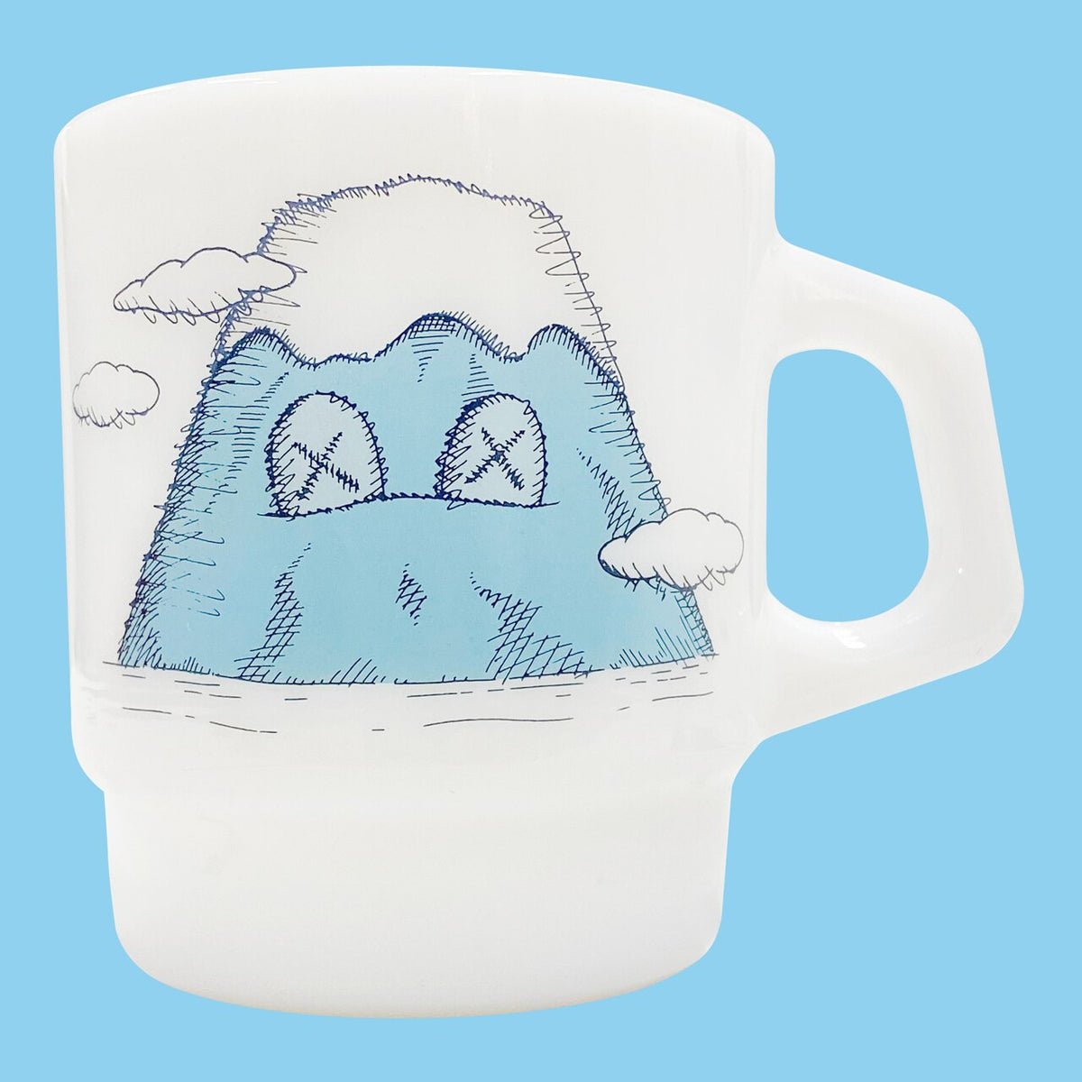 KAWS: Holiday - JAPAN Mount Fuji Fire King Mug Set of 2 Multicolor — back view