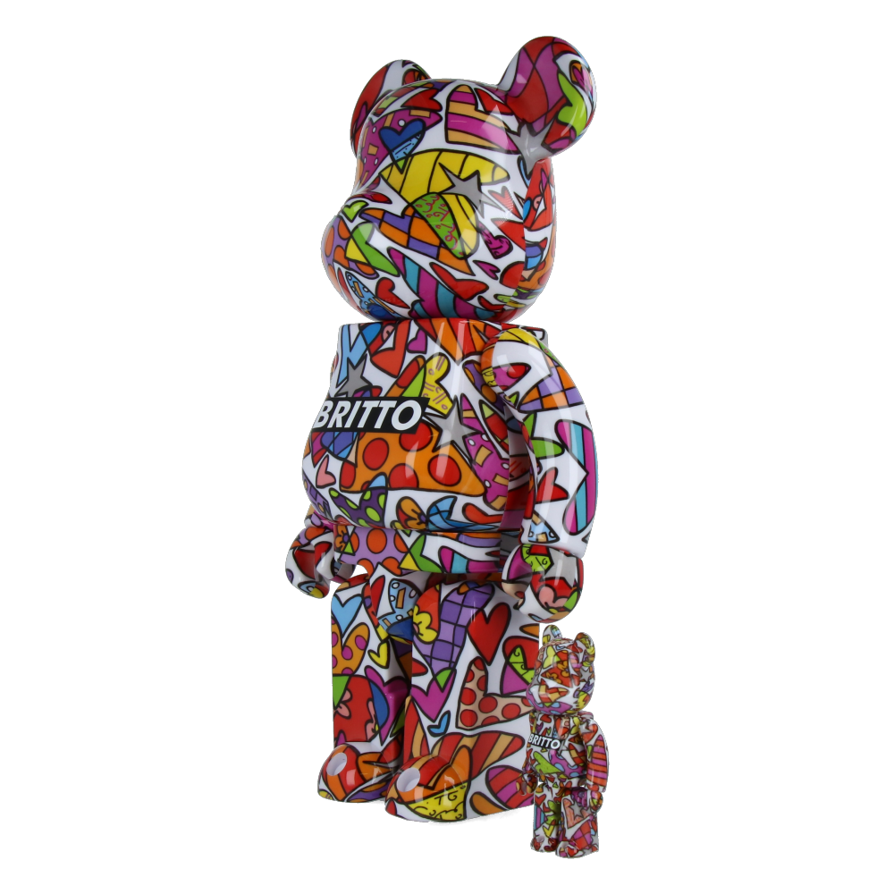 400% + 100% Bearbrick Romero Britto Heart — back view