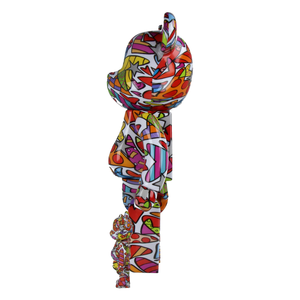 400% + 100% Bearbrick Romero Britto Heart — side view
