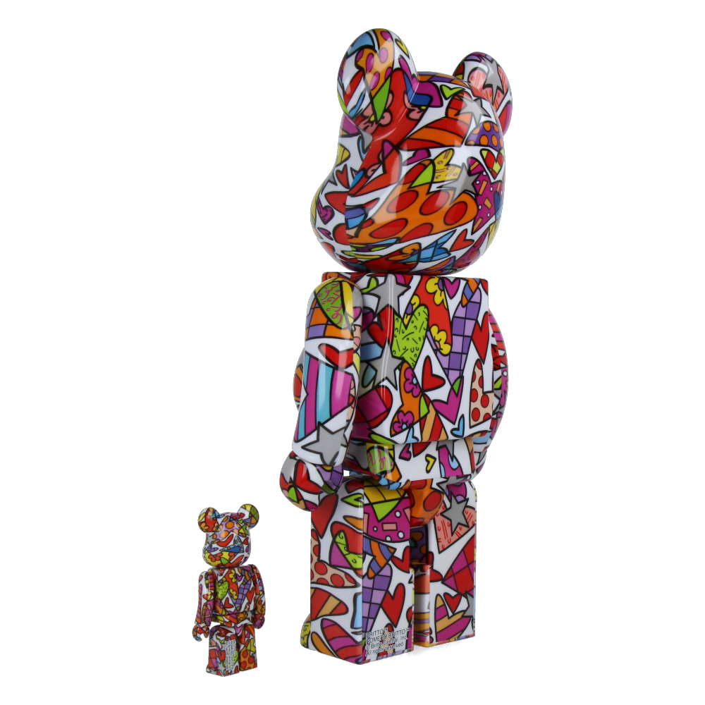 400% + 100% Bearbrick Romero Britto Heart — detail