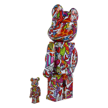 400% + 100% Bearbrick Romero Britto Heart