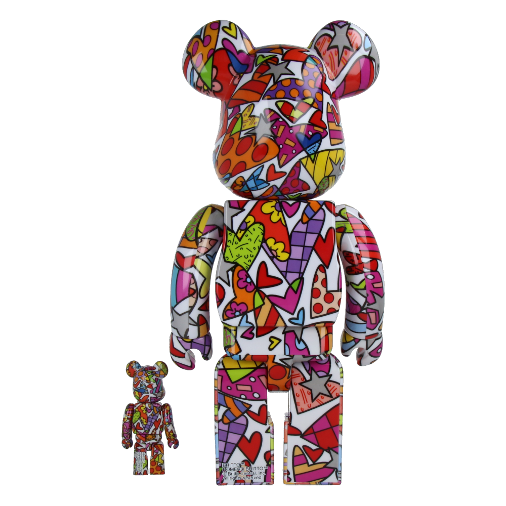 400% + 100% Bearbrick Romero Britto Heart — packaging