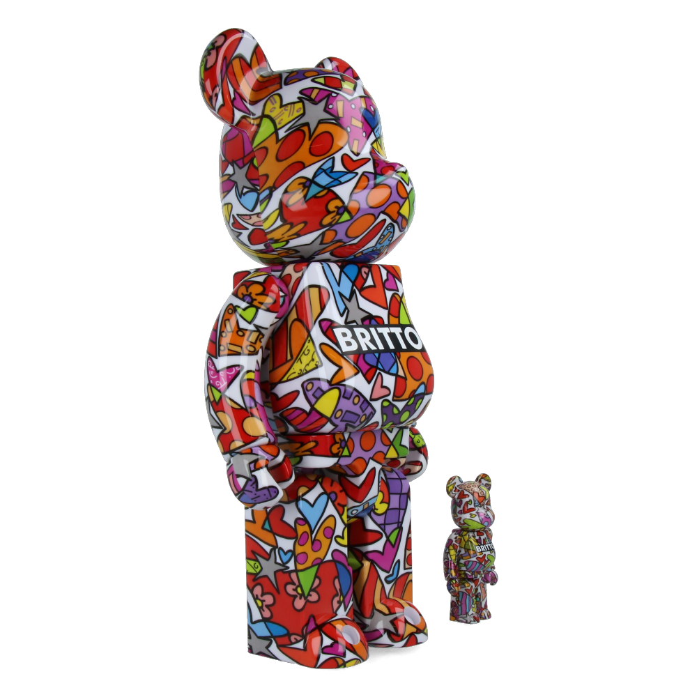 400% + 100% Bearbrick Romero Britto Heart — back view