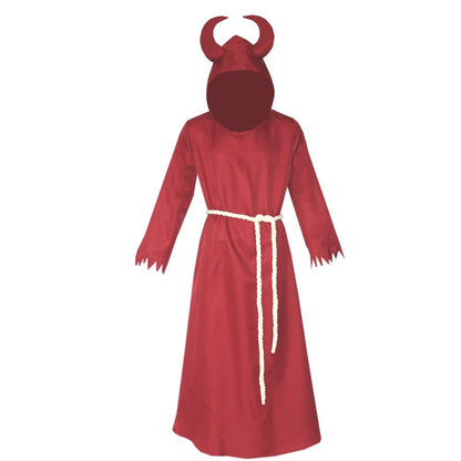 Halloween Medieval Horns Death Devil Wizard Cloak Cospiay Costume — back view