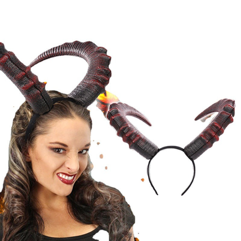 Party Decoration Devil Horns Headdress Ghost Festival Ball Head — back view