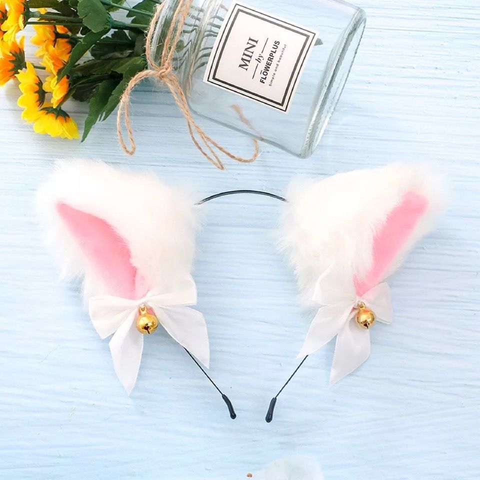 Cute Sweet Beauty Friends Cat Ears Cos Plush Hair Accessories Headband Net Celebrity Live Photo Props — back view