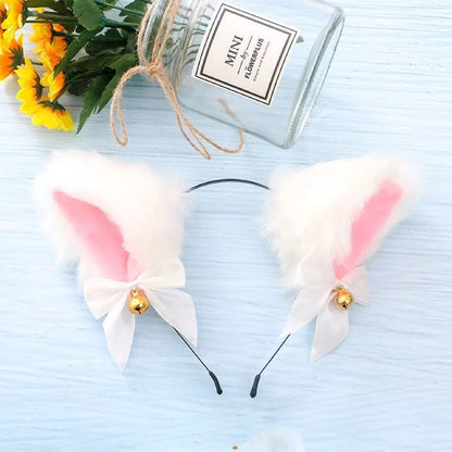 Cute Sweet Beauty Friends Cat Ears Cos Plush Hair Accessories Headband Net Celebrity Live Photo Props — back view