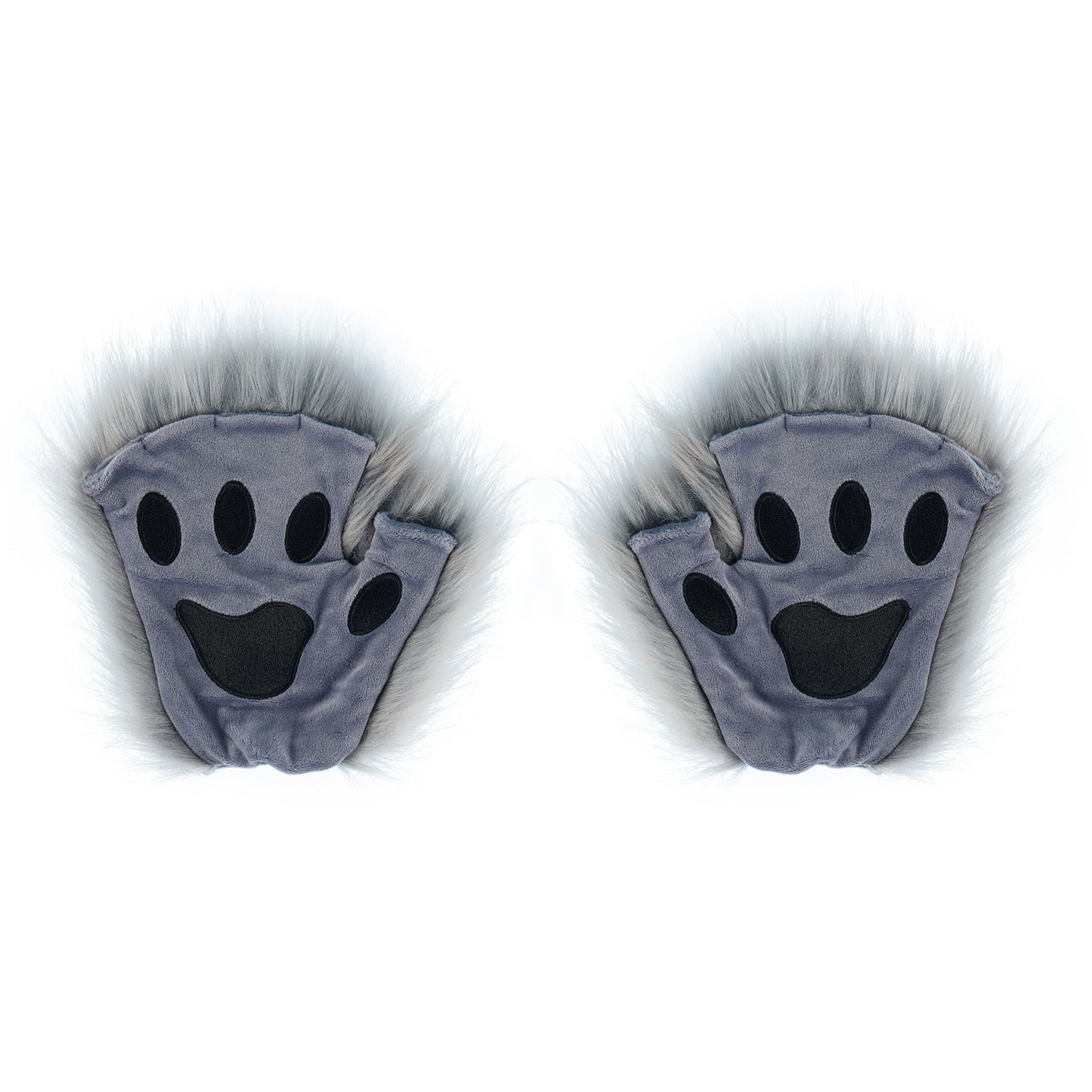 Half Finger Warm Plush Cat's Paw Gloves Halloween Cosplay Props — back view