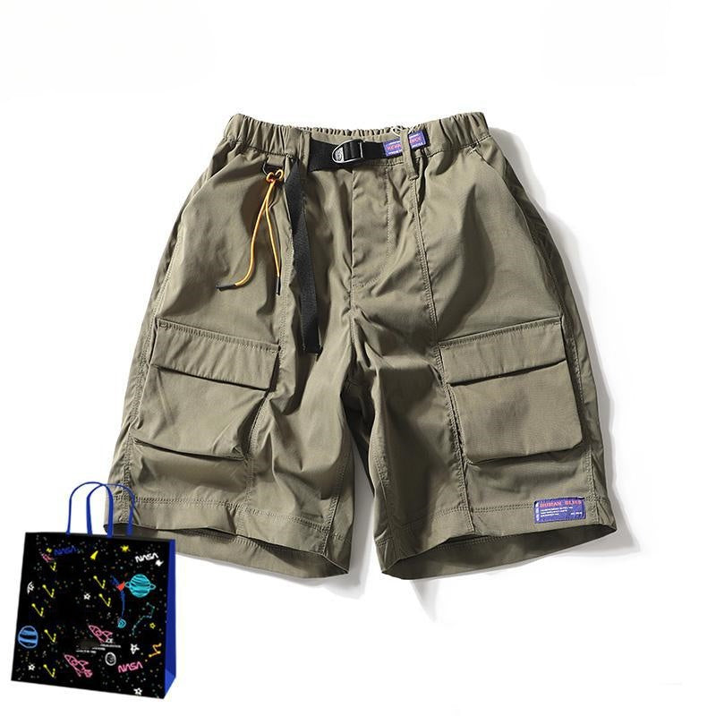Mens Summer Work Shorts Japanese-style Streetwear Brand Pants — side view