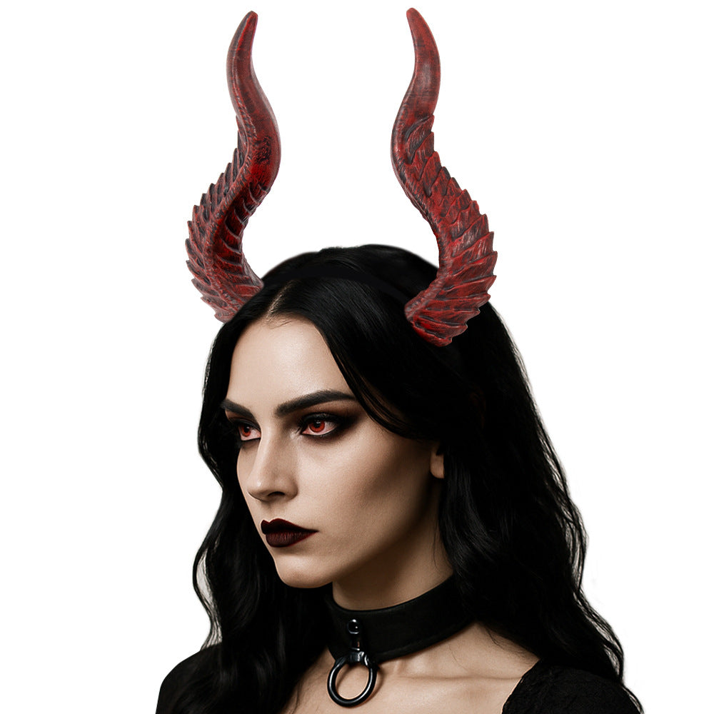 Cross-border New Halloween Festival Dress Up Devil Horn Headband DIY Assembly Cos Hair Accessories Props Can Be — back view
