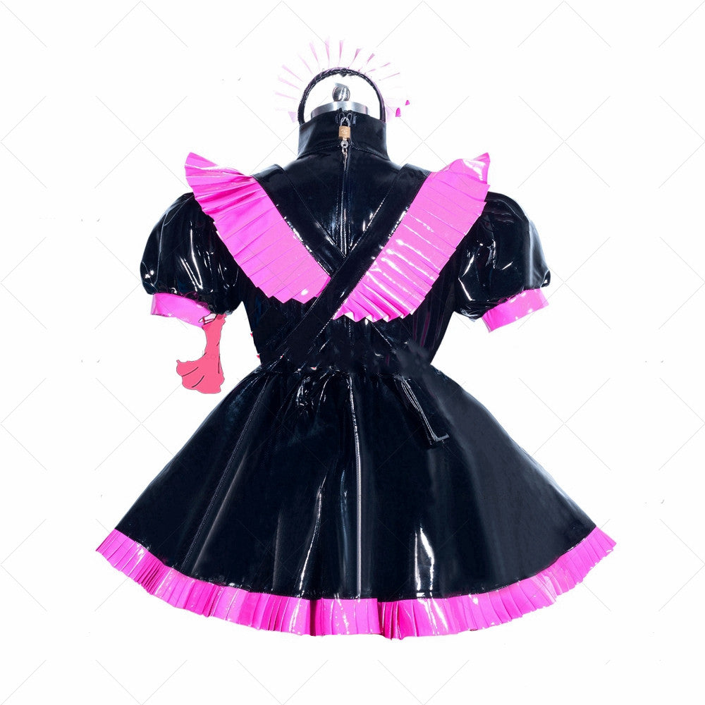 Maid Cosplay Dress In Black Patent Leather | Magic Stories