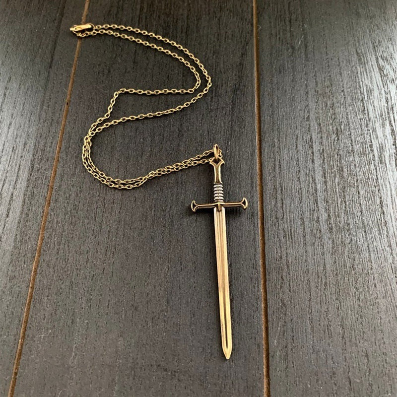 Popular Gothic Sword Pendant Bronze Necklace | Magic Stories