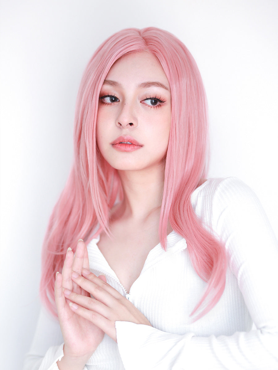 Natural Long Straight Wig — back view
