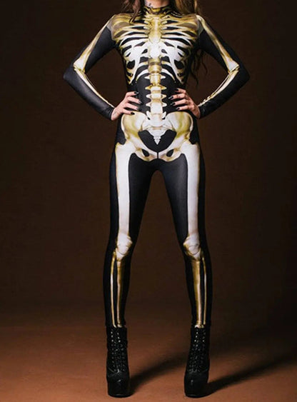 Digital Printing Halloween Cosplay Cosplay Clothes Unisex Wear Tight Long Sleeve Jumpsuit — back view