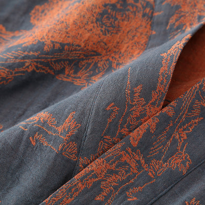 Men's Cotton Gauze Kimono Long Dress Bathrobe — detail