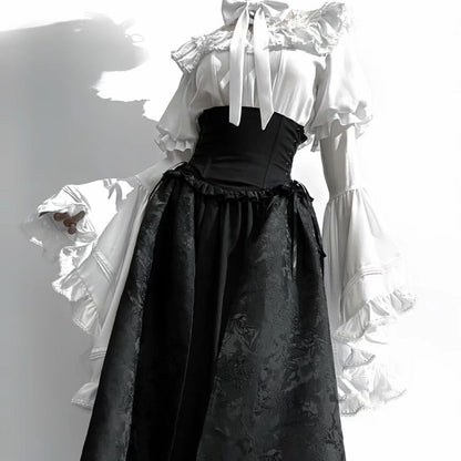 Gothic Lolita Midi Skirt Long Dress Princess-sleeve Shirtluxurious And Elegant — in use