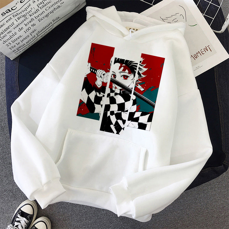 Anime Print Men's And Women's Hoodies Harajuku Street Fashion Hooded Sweatshirt — in use