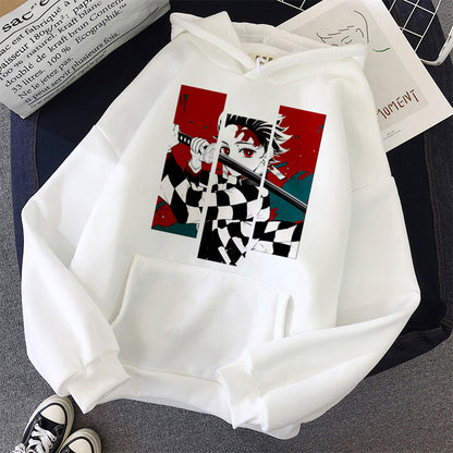 Anime Print Men's And Women's Hoodies Harajuku Street Fashion Hooded Sweatshirt — in use