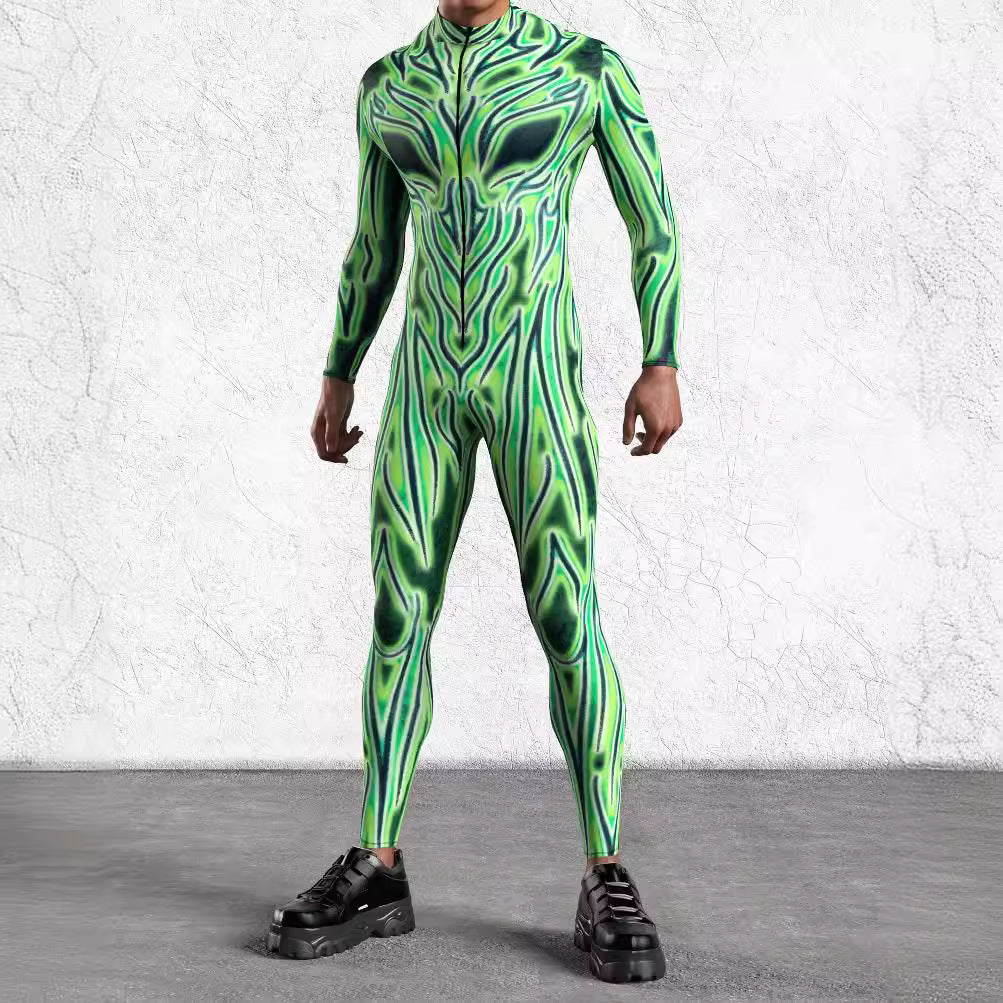 Halloween Tights 3D Digital Printing Cosplay One-piece Play Costume — side view