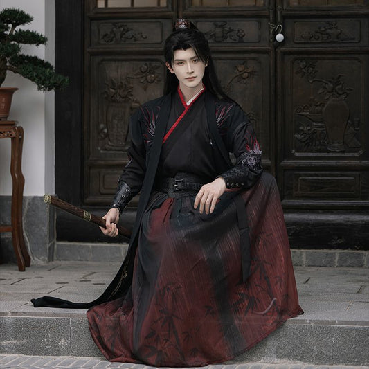 Martial Arts Embroidered Black And Red Costume Cosplay Costume