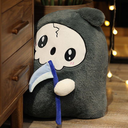 Scythe Reaper Fat Skull Plush Doll Pillow — packaging