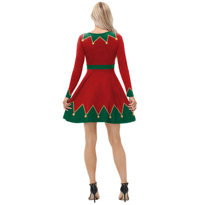 New Christmas Elf Dress V-neck Long Sleeve | Magic Stories