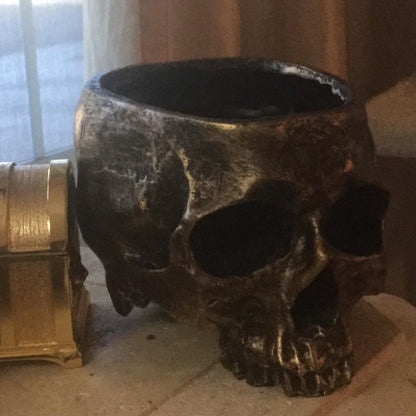 Halloween Prop Creative Resin Skull Flowerpot — detail