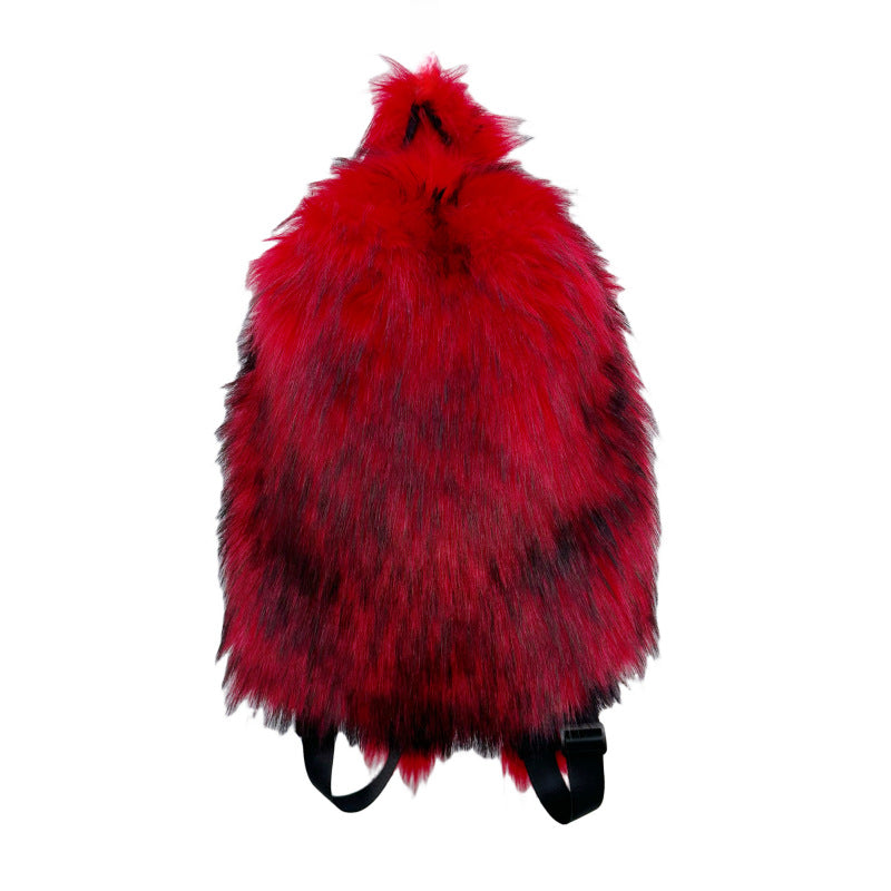 Fur Hot Girl Plush Backpack — side view