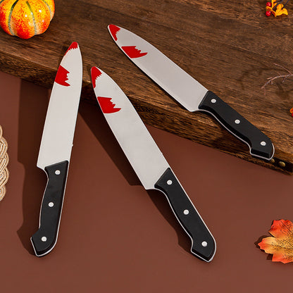 Halloween Decoration Props Cosplay Artificial Horror Bloody Plastic Knife Trick Dagger Dance Performance — side view