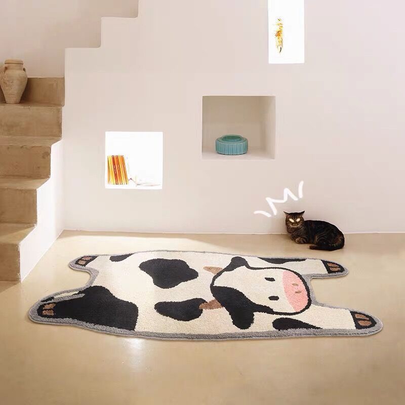 Bedroom Cute Cow Shape Plush Rug — packaging