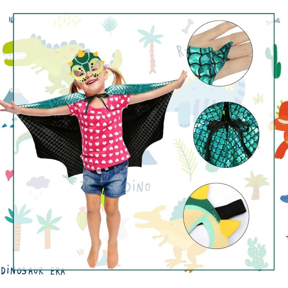 Blue Pterosaur Cape Outfit, 2-Piece Pterosaur Costume For Adults, Dinosaur Cape With Wings In Tiffany Blue, — side view